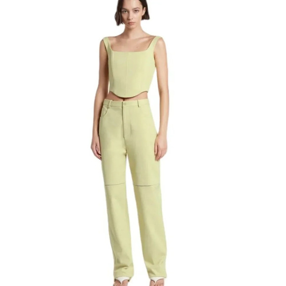 SIR. The Label Esther Pants Pistachio High Rise Straight Leg SIR Size 2 US 6 NWT - Picture 3 of 12